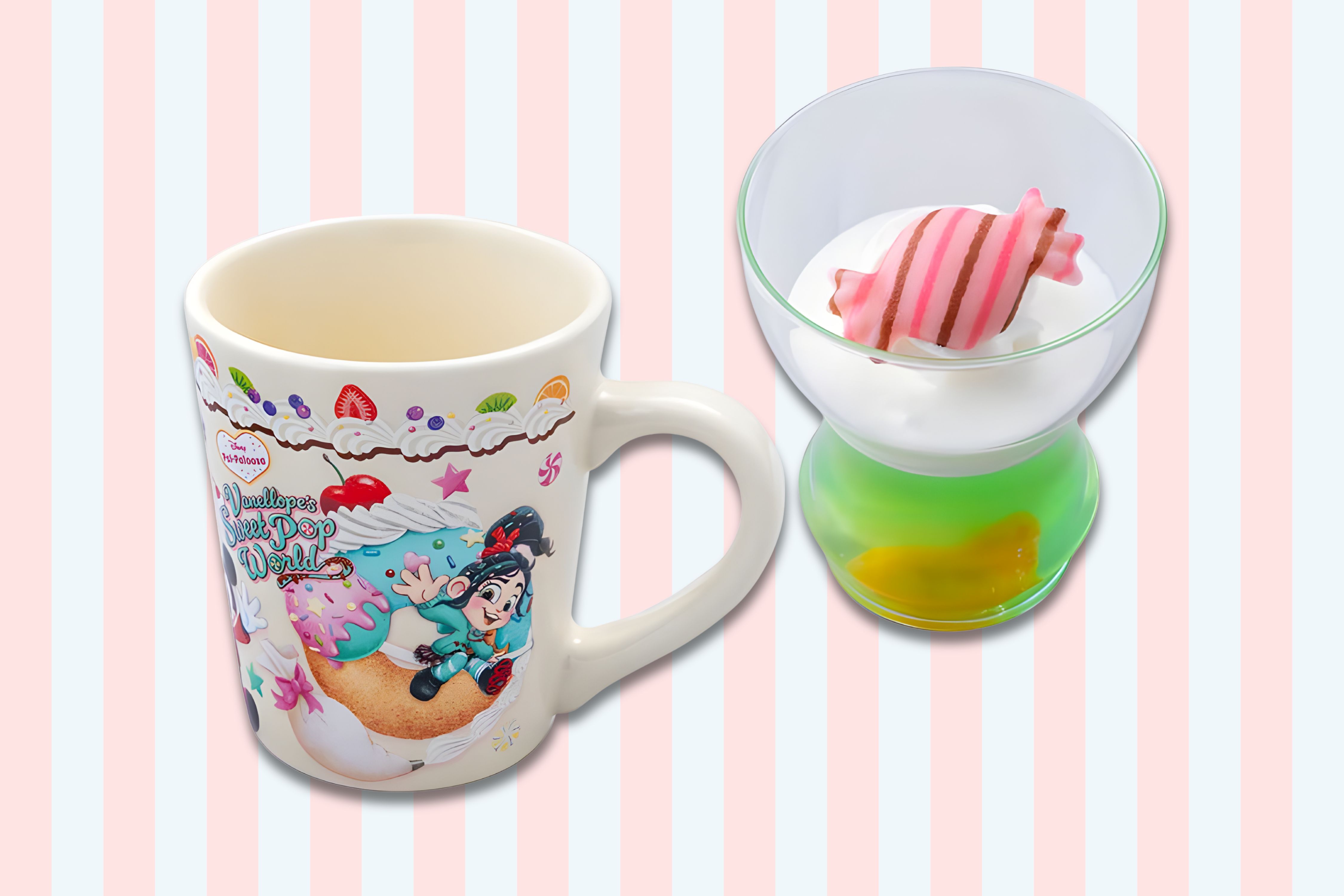 เยลลี่ผลไม้และโยเกิร์ตมูส พร้อมแก้วที่ระลึก