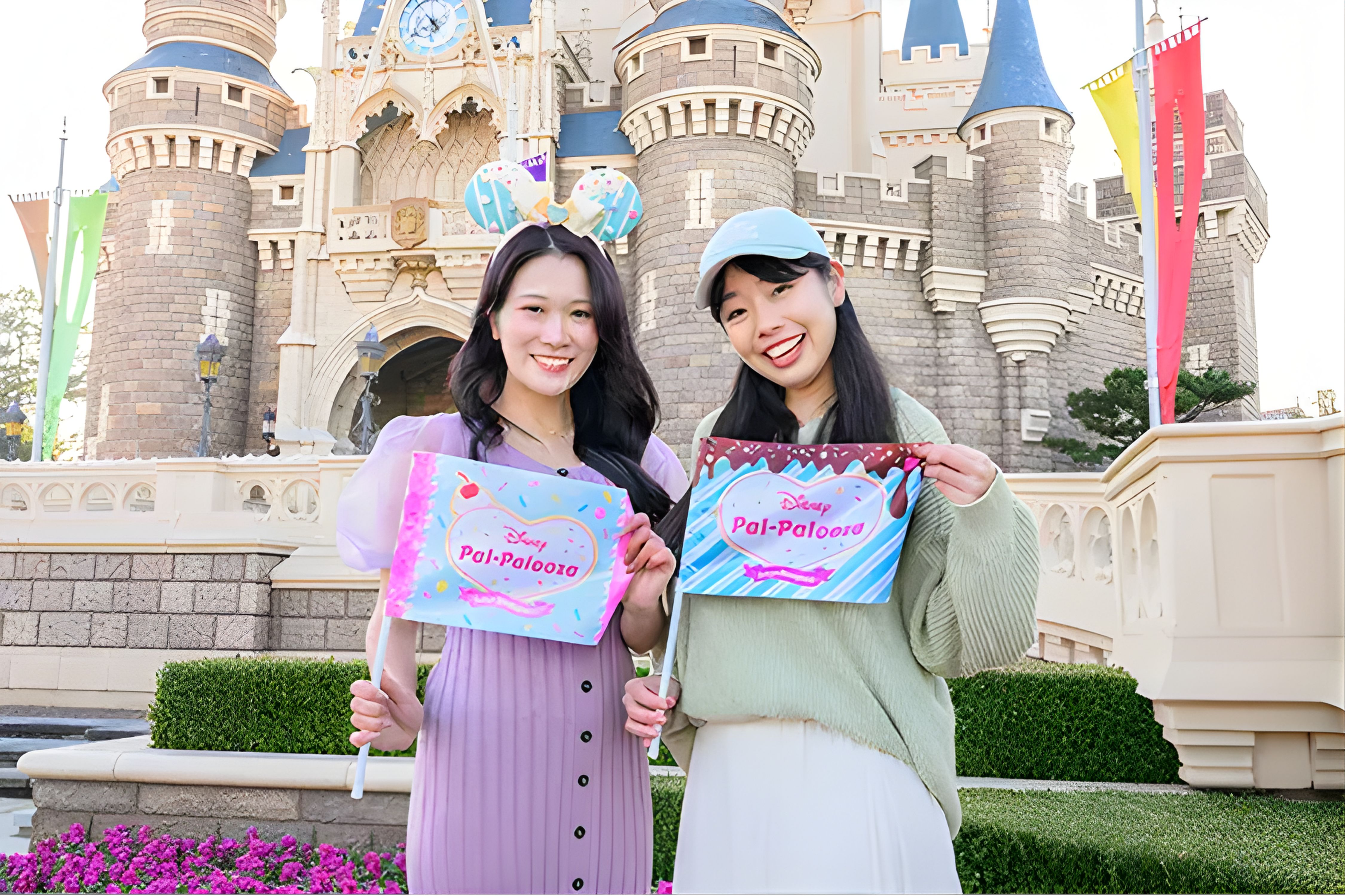 ถ่ายรูปกับธงลายโลกขนมหวาน